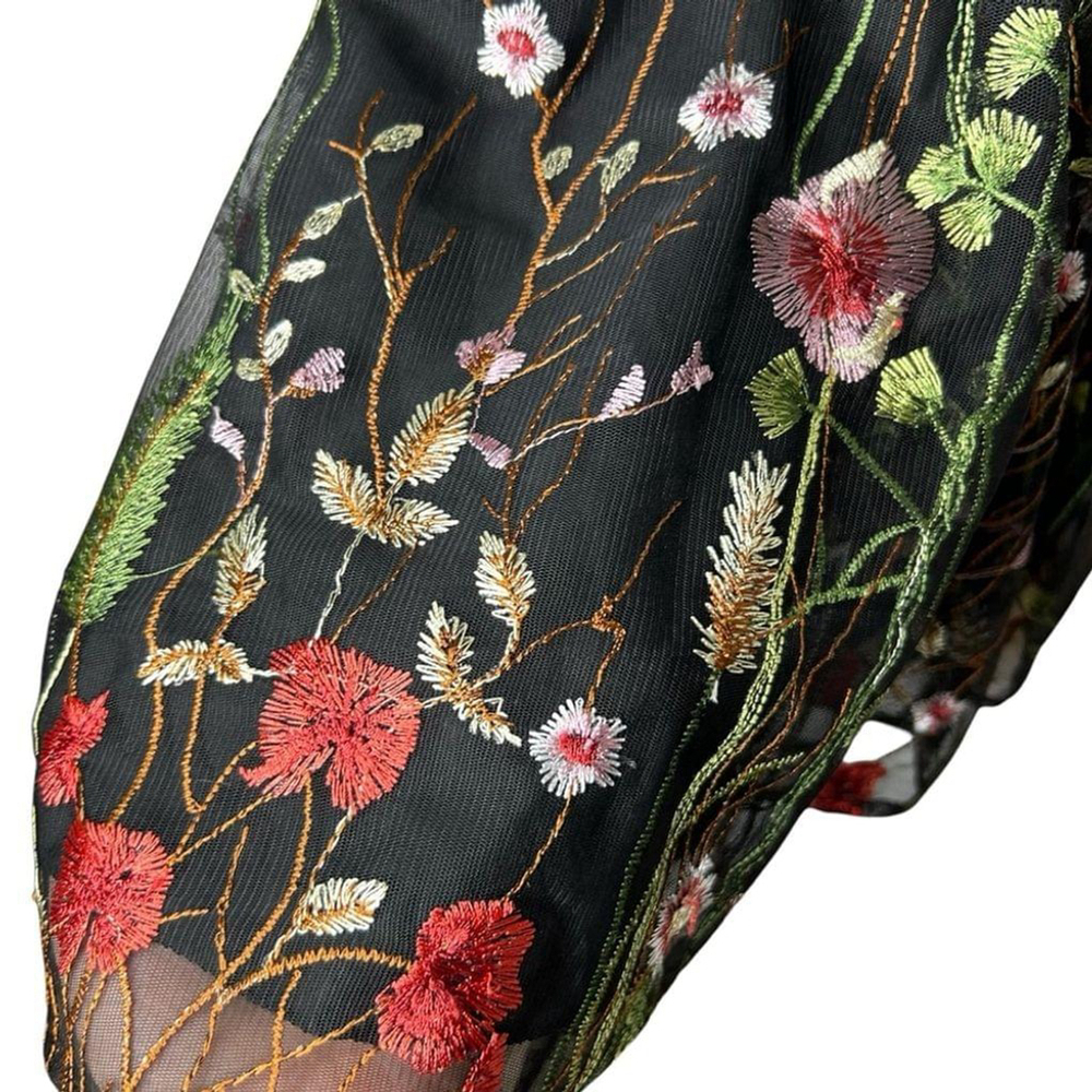 Mac Duggal Black Floral Multi EMBROIDERED BUSTIER A-Line Cocktail Dress Size 0 - Picture 10 of 16